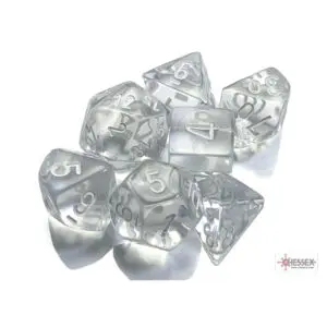 Translucent Clear & White 7-Piece Dice Set