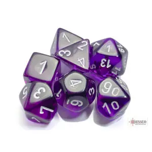 Translucent Purple & White 7-Piece Dice Set