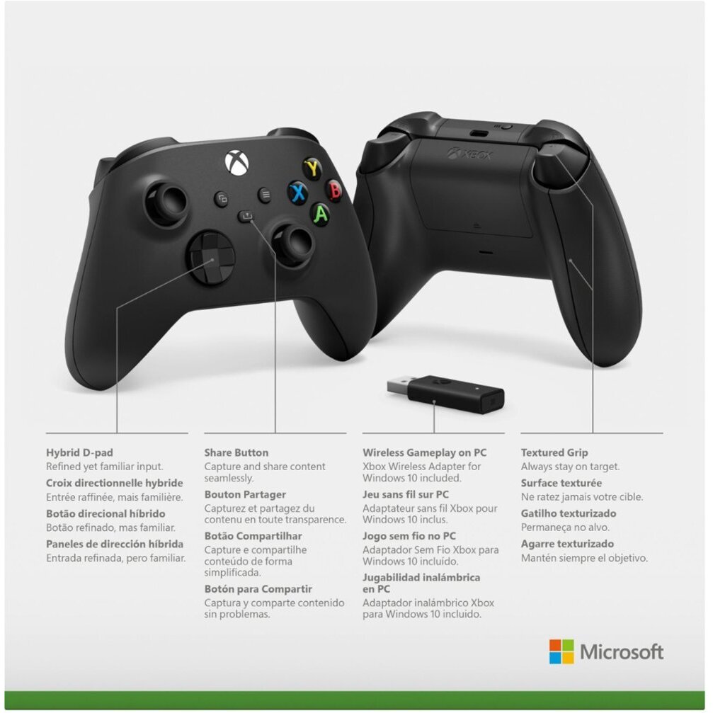 Xbox One Controller Black w PC Adapter 889842657579 5