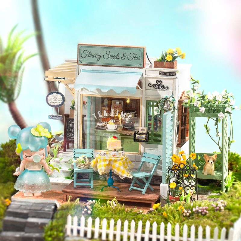Flowery Sweets & Teas 3D Bookends 3D DIY Miniature Dollhouse Kit (3)