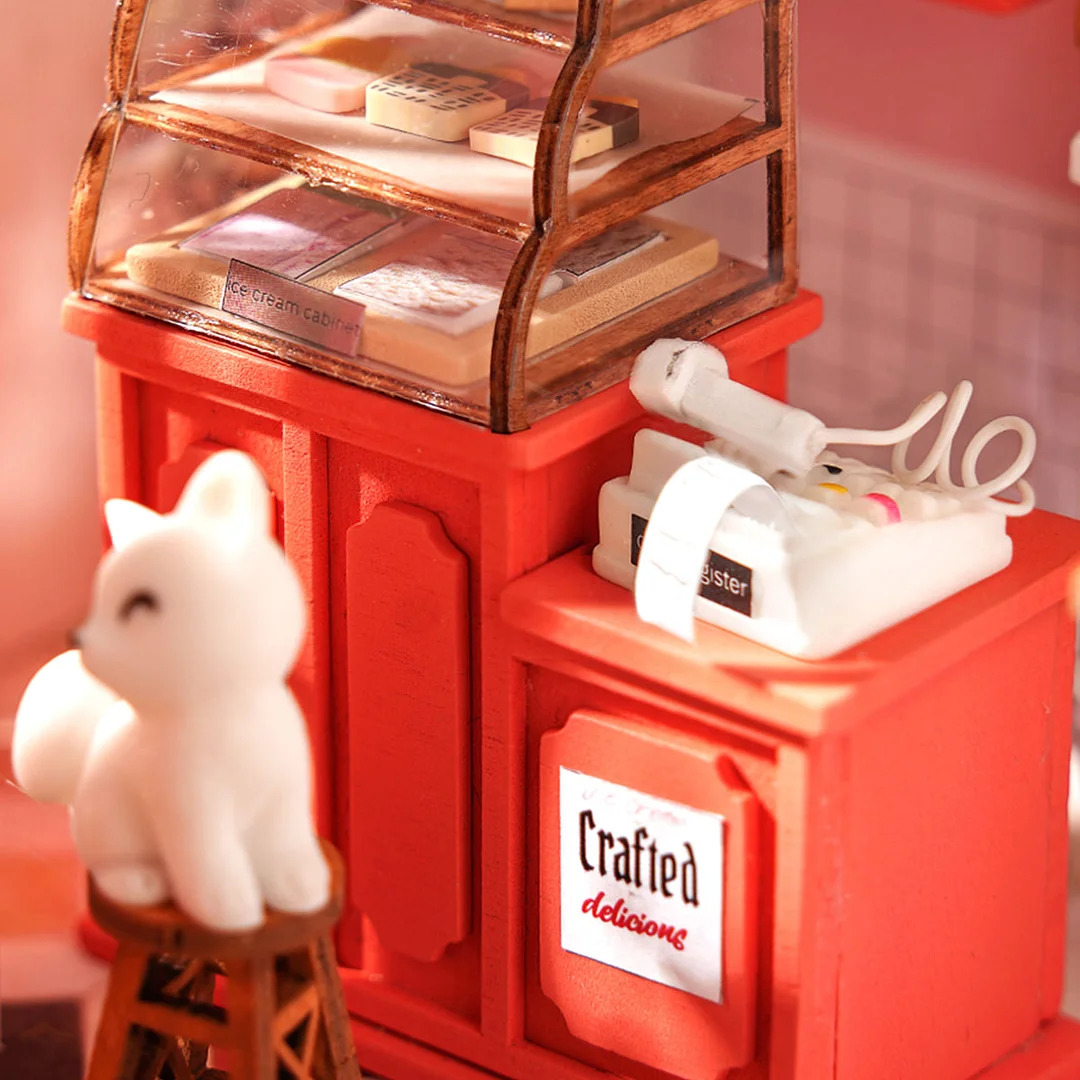 Honey Ice Cream Shop 3D Bookends 3D DIY Miniature Dollhouse Kit (5)