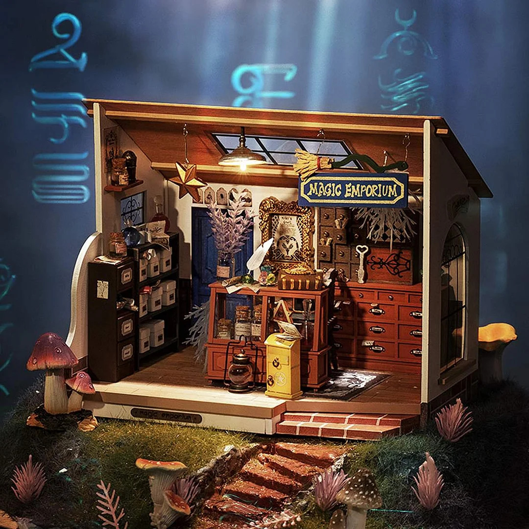 Kiki’s Magic Emporium 3D Bookends (Mystic Archive Series) 3D DIY Miniature Dollhouse Kit (1)