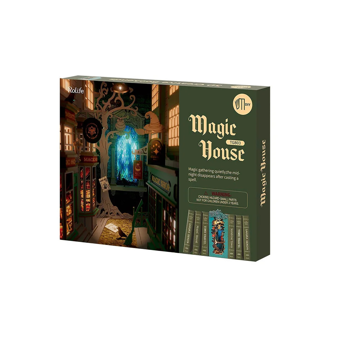 Magic House Book Nook 3D Bookends 3D DIY Miniature Dollhouse Kit (2)