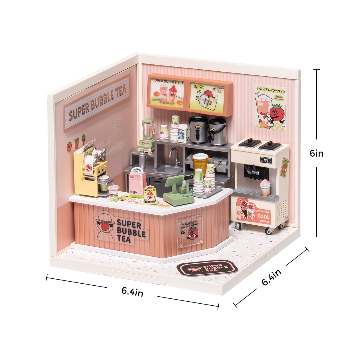 Double Joy Bubble Tea Shop Rolife (Super Creator Series) 3D DIY Miniature House Kit (1)