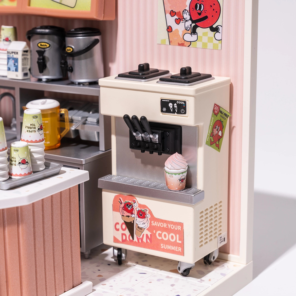 Double Joy Bubble Tea Shop Rolife (Super Creator Series) 3D DIY Miniature House Kit (5)