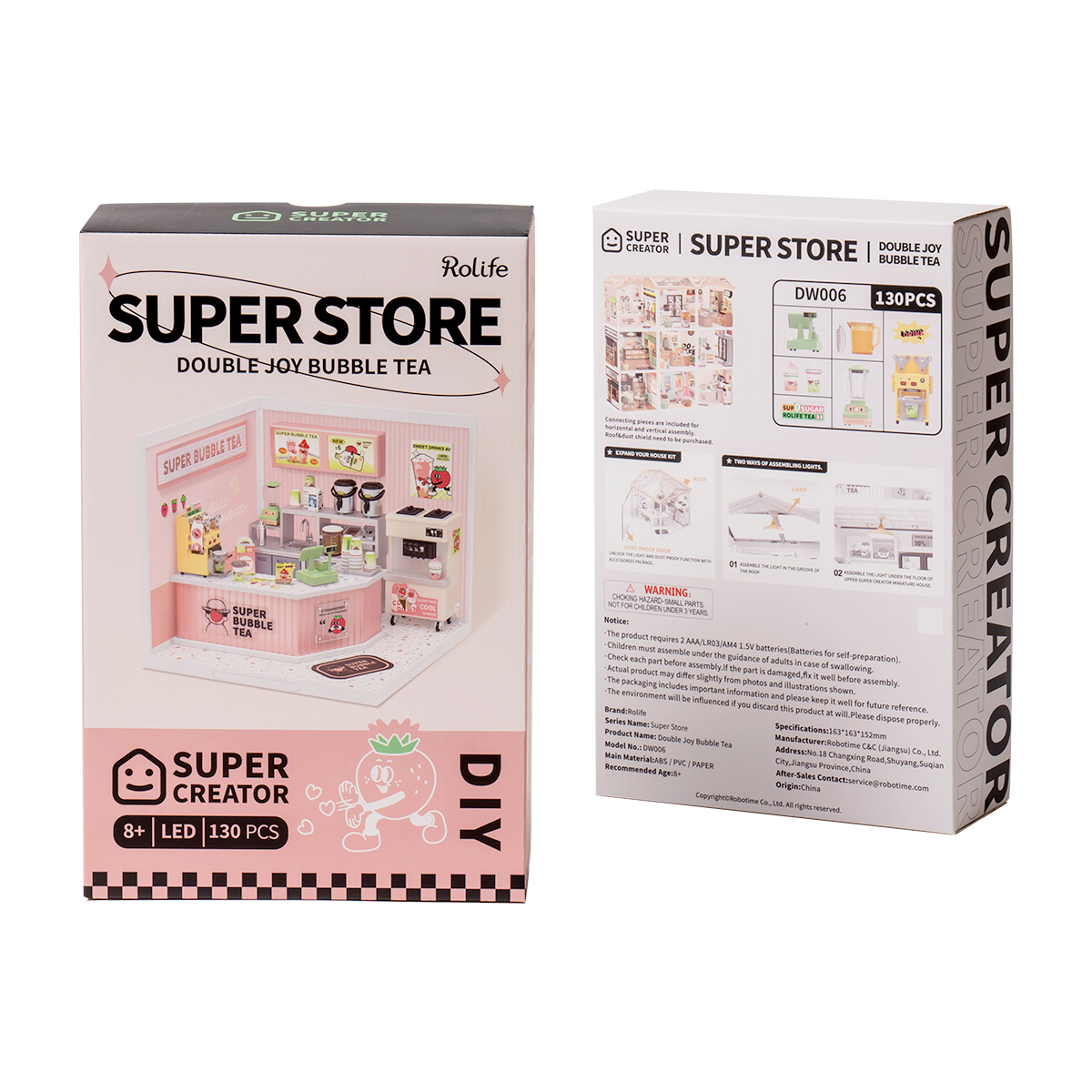 Double Joy Bubble Tea Shop Rolife (Super Creator Series) 3D DIY Miniature House Kit (6)