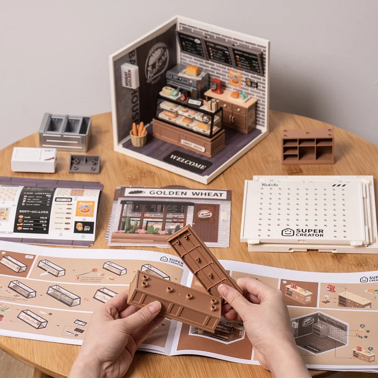 Golden Wheat Bakery Rolife Super Creator Series 3D DIY Dollhouse Kit (7)