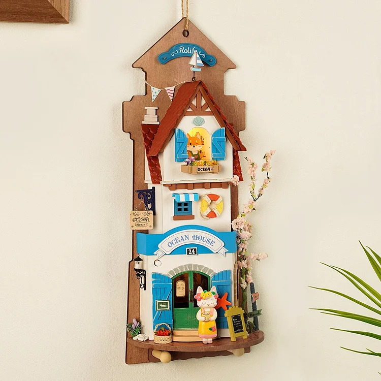 Island Dream Villa Robolife 3D DIY Animal Store Series Hanging Miniature House Kit (5)