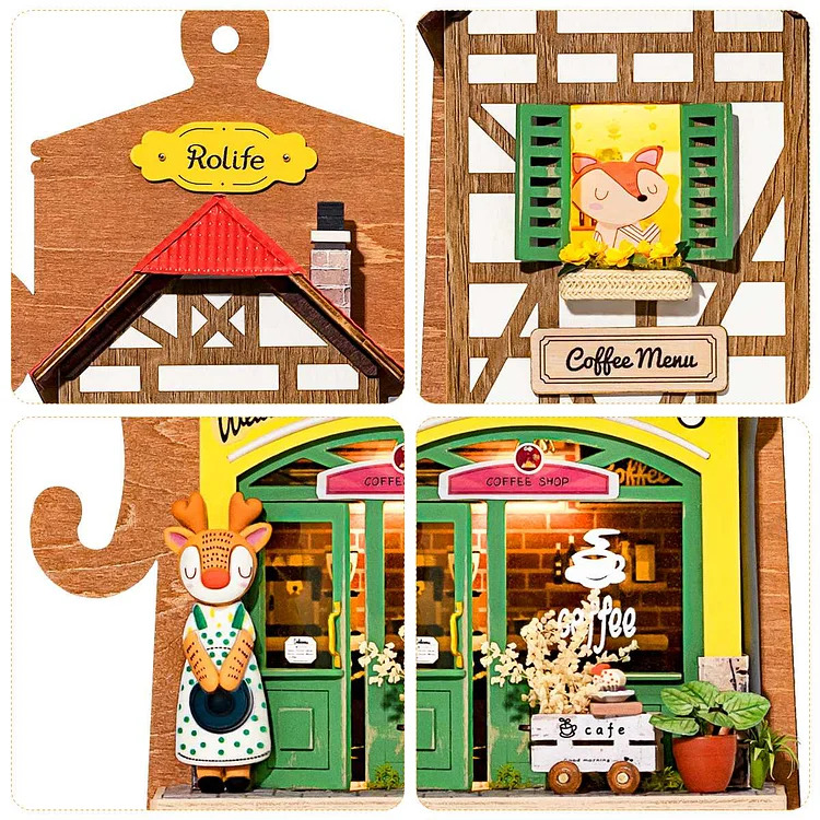 Lazy Coffee House Rolife (Animal Store Series) 3D DIY Hanging Miniature House Kit (1)