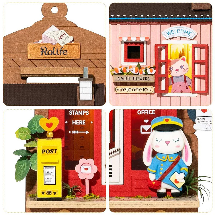Love Post Office Robolife 3D DIY Animal Store Series Hanging Miniature House Kit (6)
