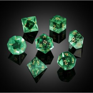 Emerald Zircon 7-Piece Glass Dice Set