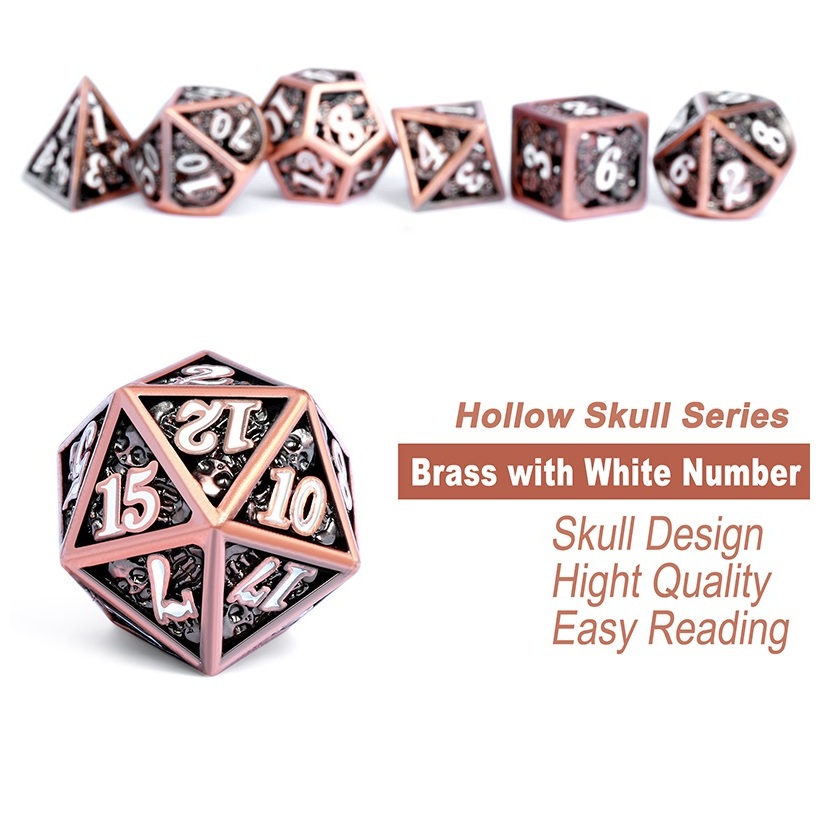 Hollow Skull Series Copper & White 7-Piece Dice Set (1)