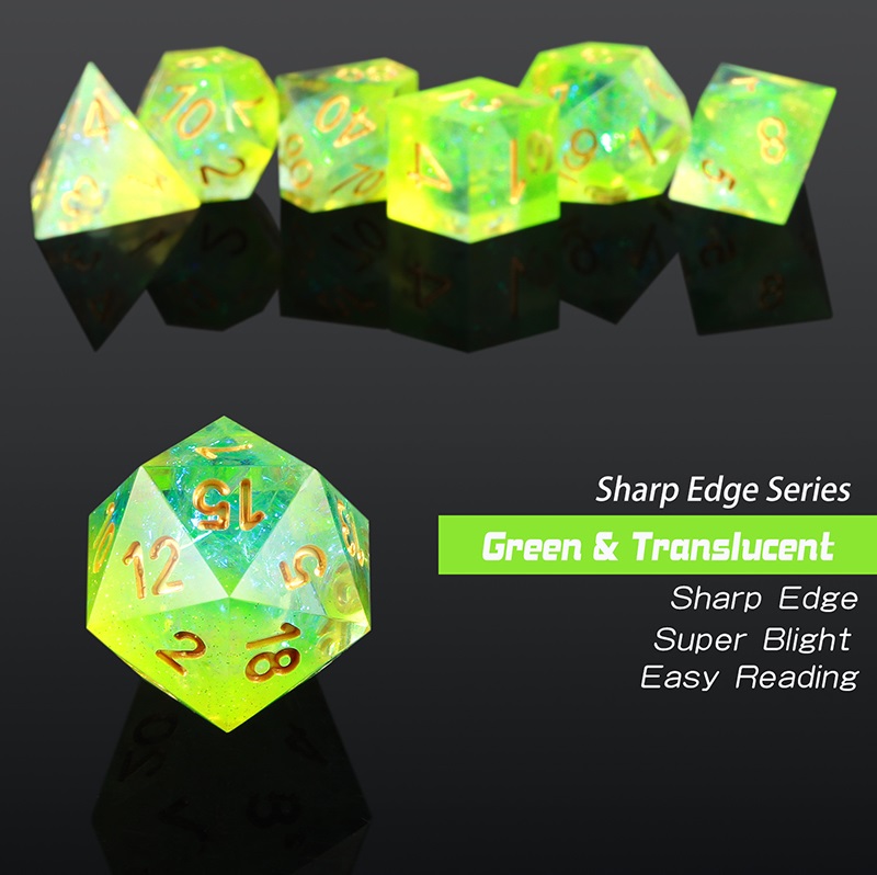 Key Lime Sharp Edge 7-Piece Dice Set