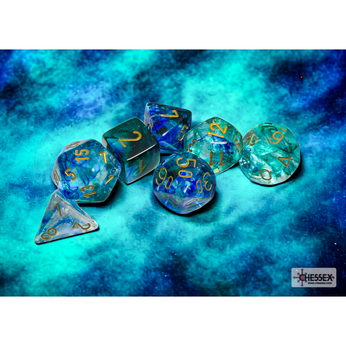 Nebula Oceanic & Gold Luminary 7-Piece Dice Set (4)