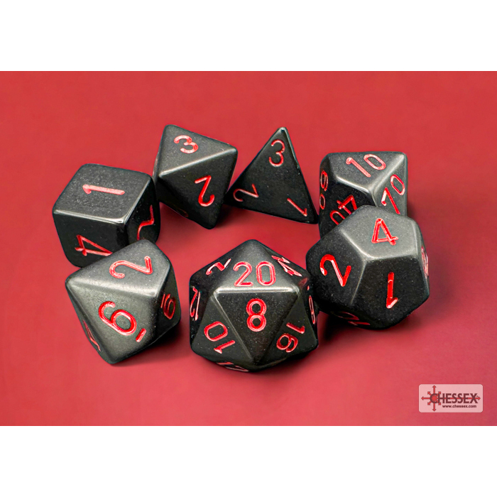 Opaque Black & Red 7-Piece Dice Set (1)