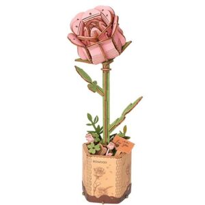Pink Rose “Rolife” DIY 3D Wooden Puzzle Kit