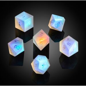 Rainbow K9 Frosted 7-Piece Glass Dice Set