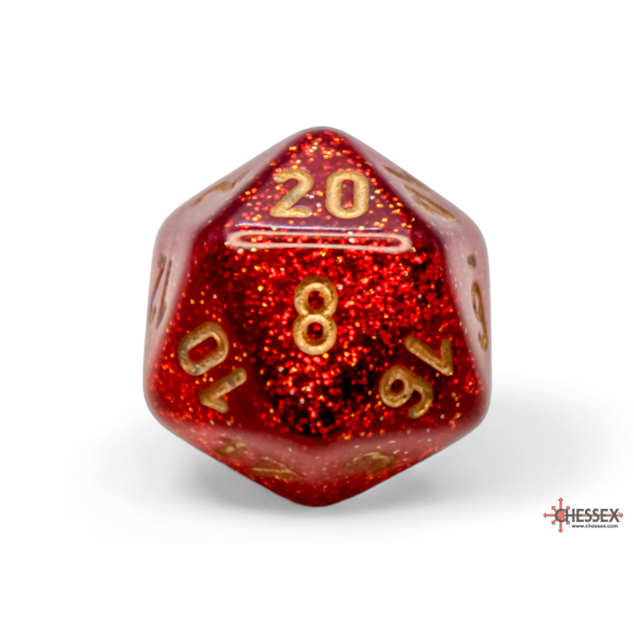 Ruby Red & Gold Glitter 7-Piece Dice Set (1)