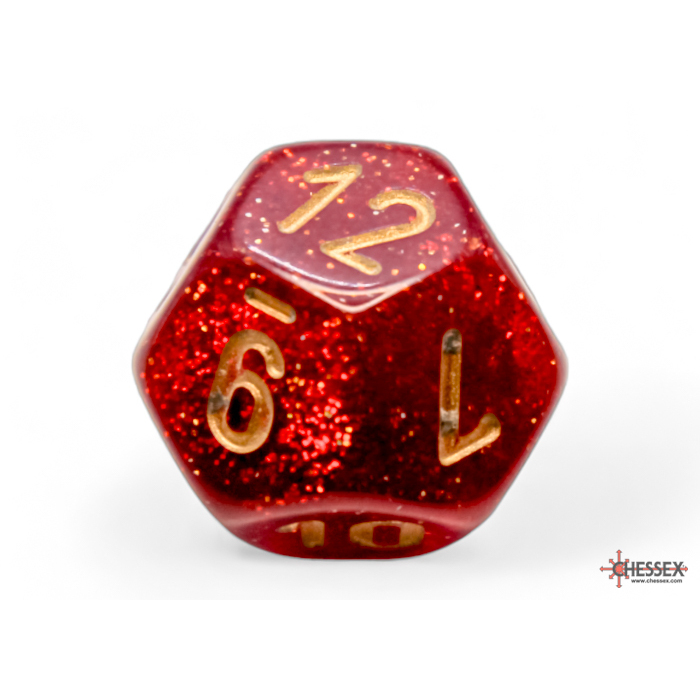Ruby Red & Gold Glitter 7-Piece Dice Set (2)