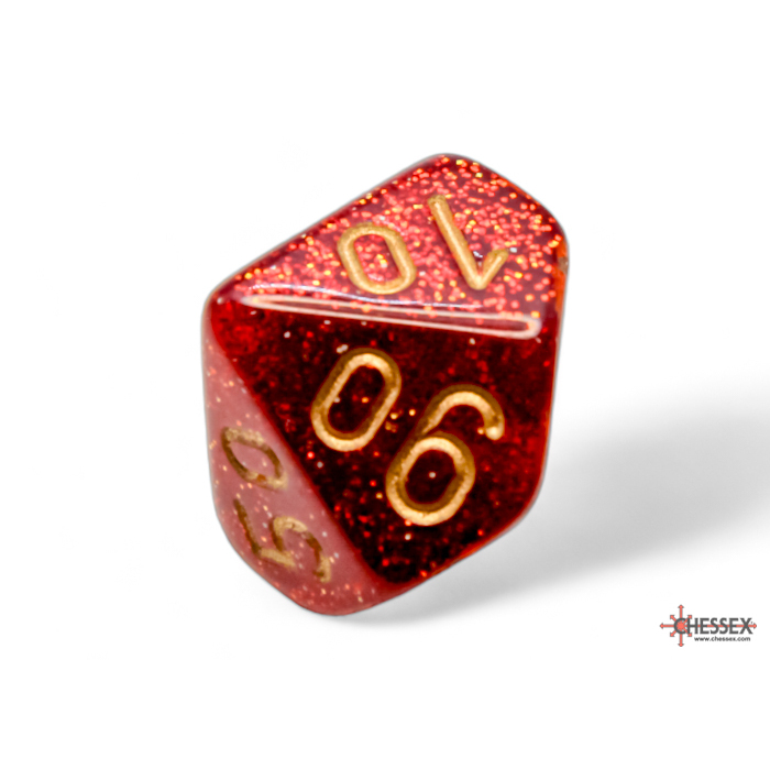 Ruby Red & Gold Glitter 7-Piece Dice Set (3)