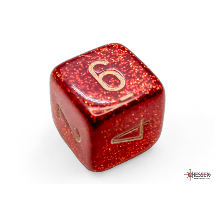 Ruby Red & Gold Glitter 7-Piece Dice Set (6)