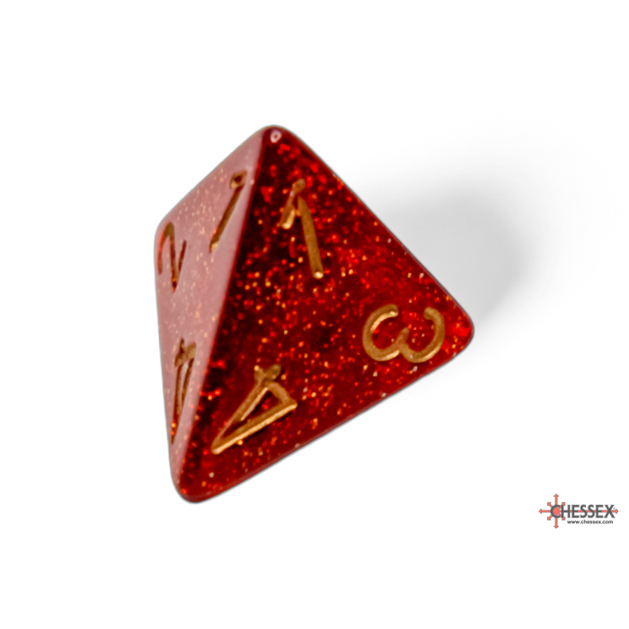 Ruby Red & Gold Glitter 7-Piece Dice Set (7)