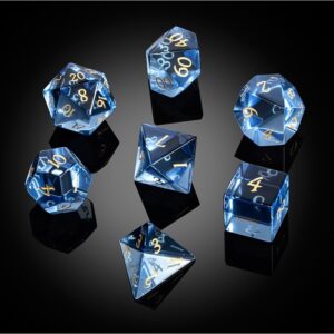 Sapphire Zircon Gemstone 7-Piece Dice Set