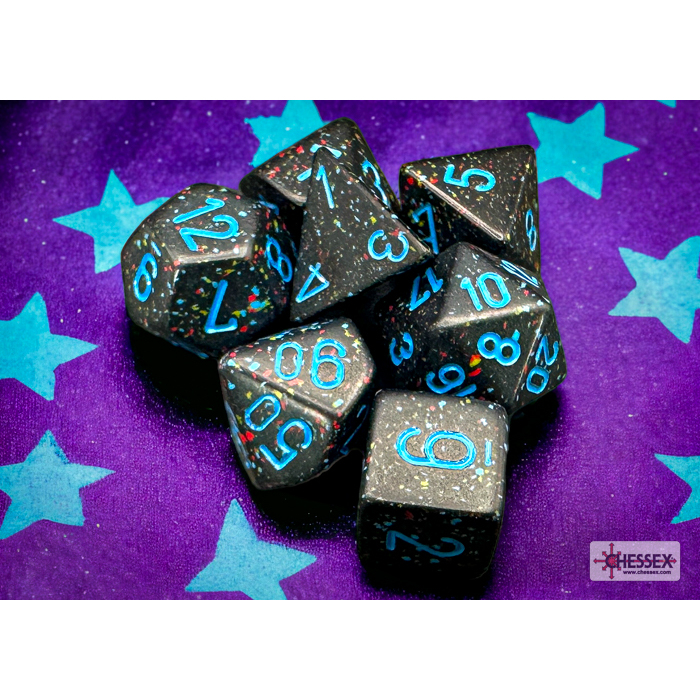 Speckled Blue Stars 7-Piece Dice Set (3)