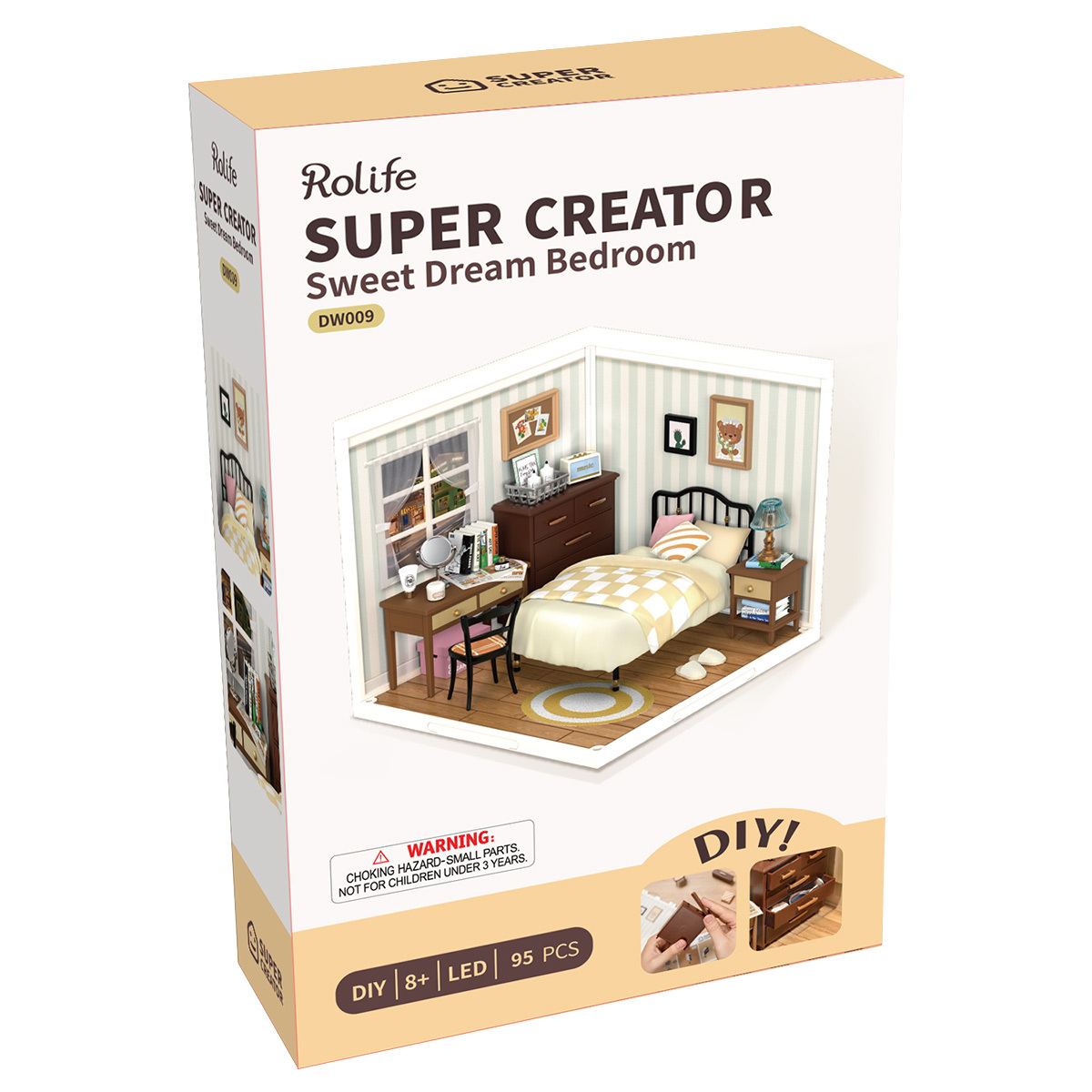 Sweet Dream Bedroom Rolife (Super Creator Series) 3D DIY Miniature Dollhouse Kit (8)
