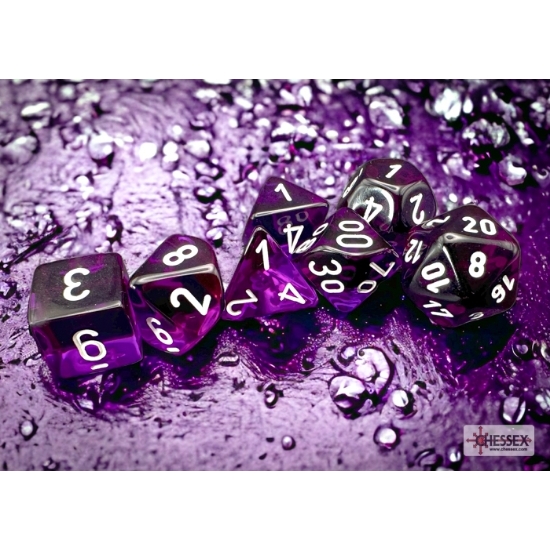 Translucent Purple & White 7-Piece Dice Set (2)